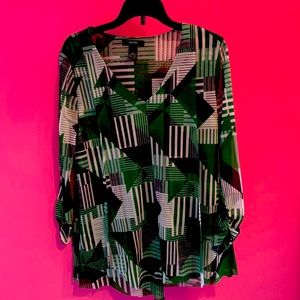 Mixed media print blouse